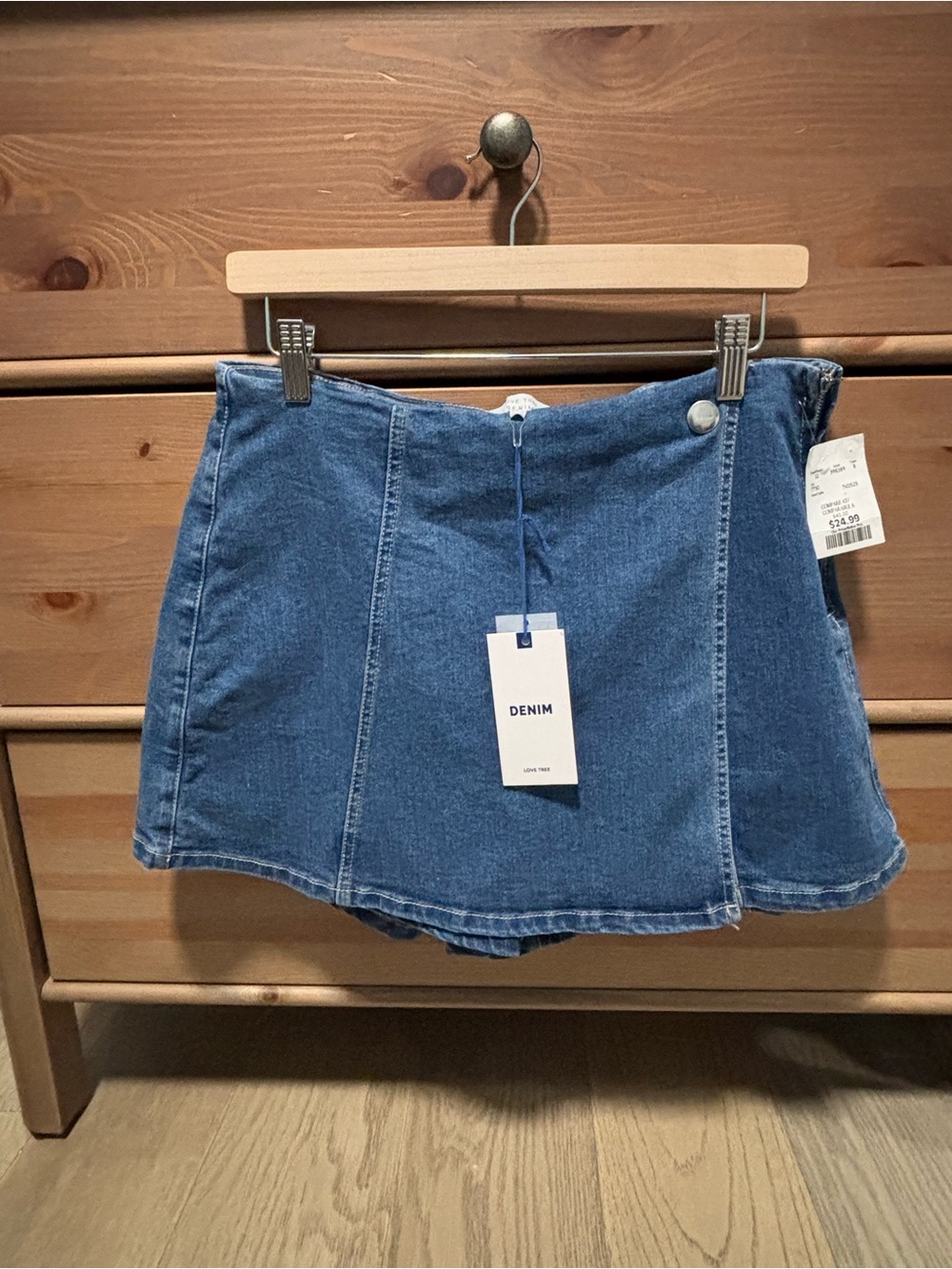 Classic Blue Denim Mini Skirt with Panel Seams
